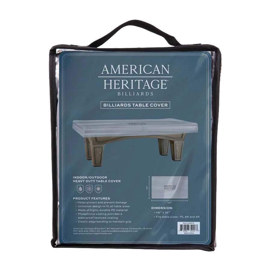 Heavy Duty Indoor/Outdoor Pool Table Cover in black durable PE material with waterproof textured phosphorus coating and elastic edge banding
