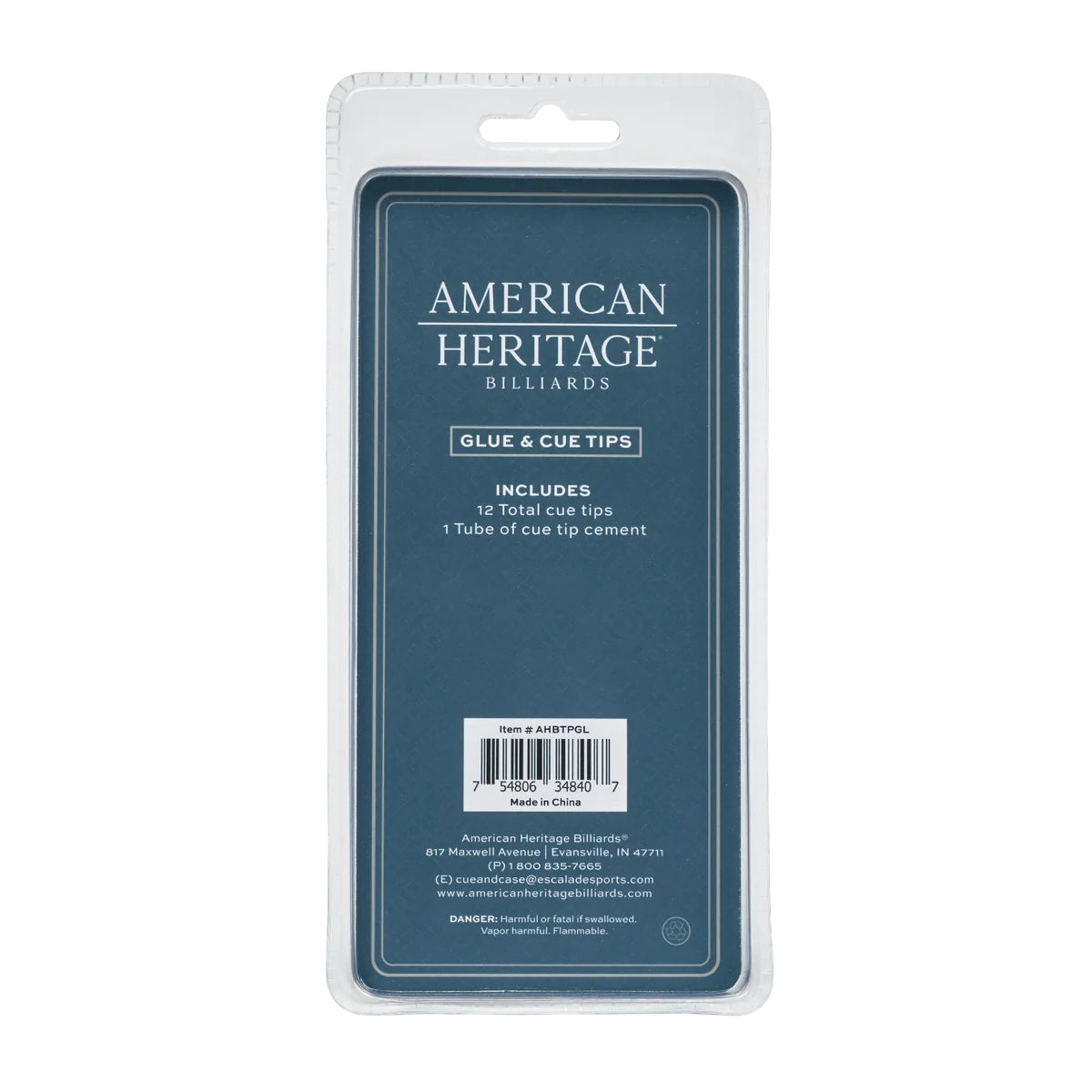 Backside cover of packaged cue tips and glue by American Heritage.