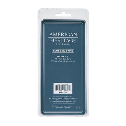 Backside cover of packaged cue tips and glue by American Heritage.