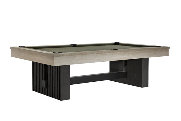 American Heritage Vancouver slate pool table in a two toned finish - Natural Ash on top and Black Ash finish on bottom.