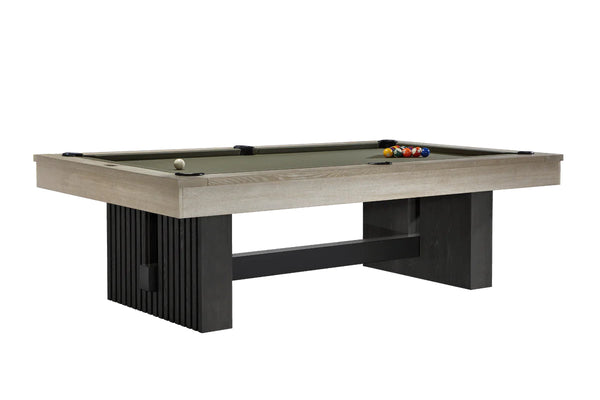 American Heritage Vancouver slate pool table in Natural Ash and Black Ash finish.