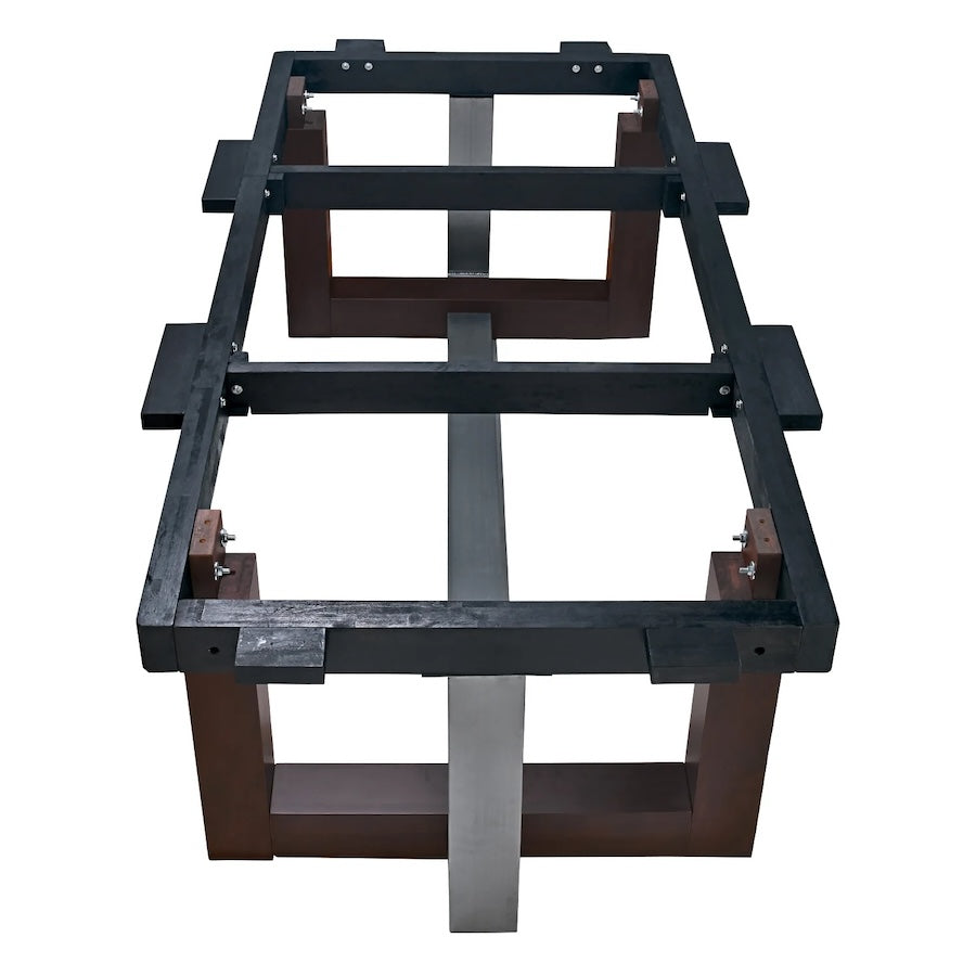 The frame of the Abbey pool table by American Heritage without the slate top.