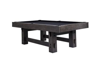 The Bristol slate pool table by American Heritage in Charcoal with black felt. Elevated corner view.