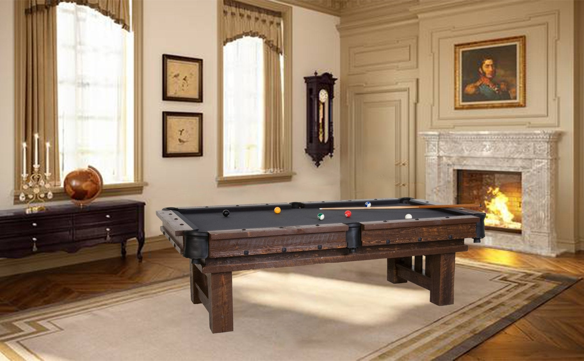 Viking Industries Barnwood Cheyenne Billiard Table with FREE Barnwood Triangle - The Family Game Room