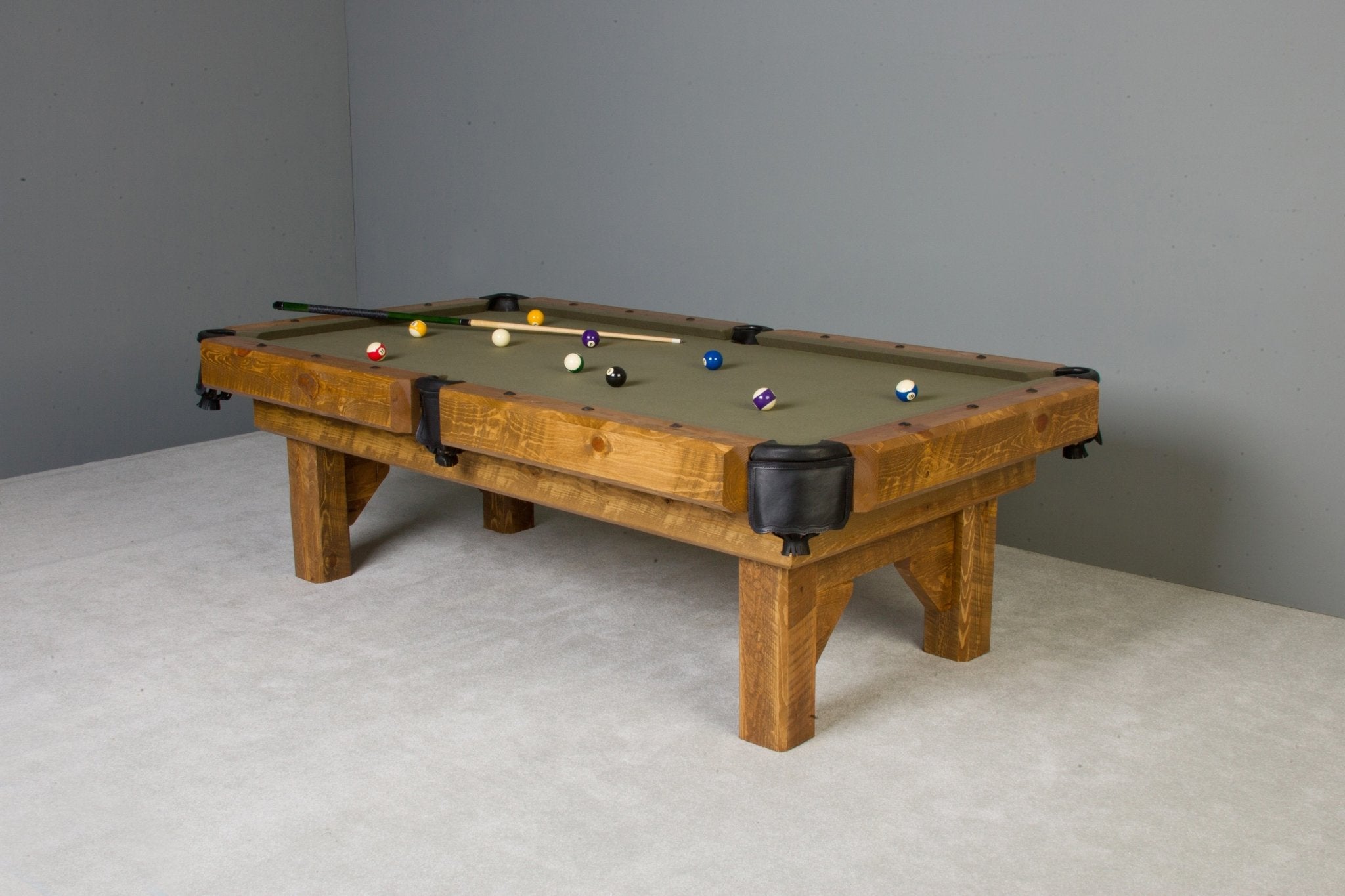 Viking Industries Barnwood Timber Lodge Billiard Table with FREE Barnwood Triangle - The Family Game Room