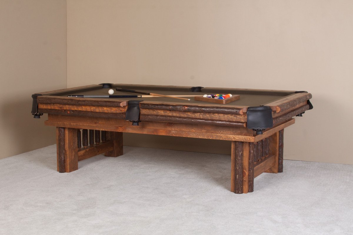 Viking Industries Sawtooth Hickory Billiard Table with FREE Matching Triangle - The Family Game Room